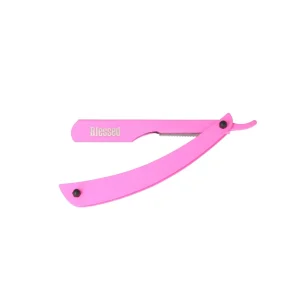 NAVAJA BARBERO DE METAL CON CARRIL ROSA BLESSED